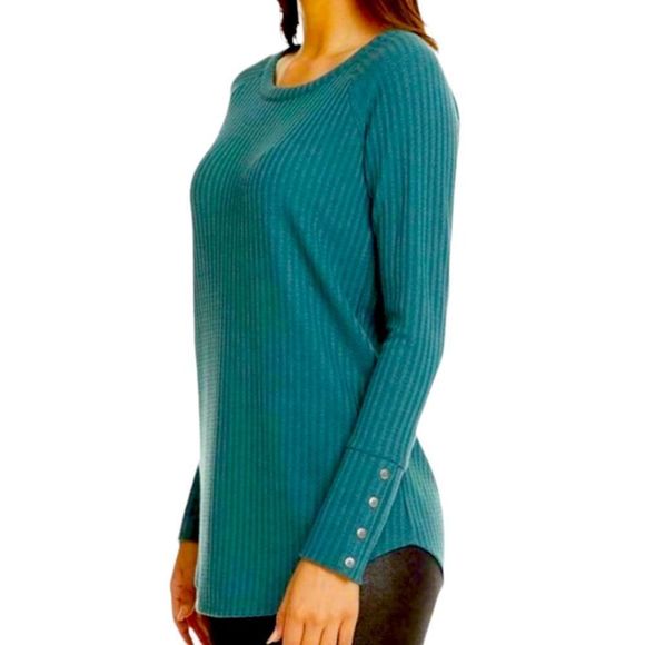 Chaser Thermal Knit Waffle Long Sleeve Top S Teal - Picture 1 of 12